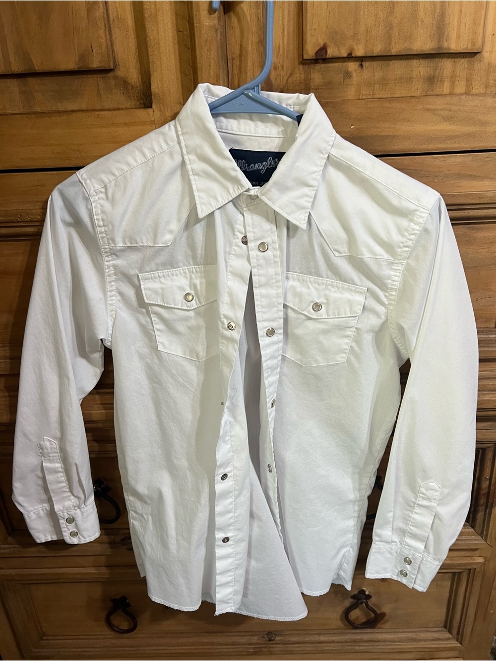 Boy’s Wrangler White Long-Sleeve Western Snap Shirt
